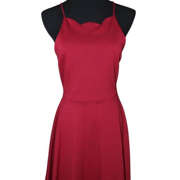 Monteau Swing Wine Scalloped Neck Spaghetti Strap Knit Small S EUC - Picture 3 of 13